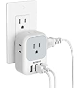 Multi Plug Outlet Extender with USB, TESSAN Electrical 4 Outlet Box Splitter with 3 USB Wall Char...