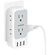 Multi Plug Outlet Extender with USB, TESSAN Electrical 7 Outlet Splitter with 3 USB Wall Charger,...