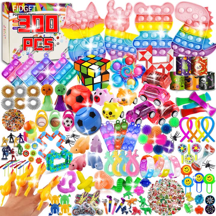 300 pcs Chirstmas Party Favors for Kids, Fidget Toys Pack, Stocking Stuffers, Valentine''s Day Gift for Kids, Birthday Gift Toys, Prize Box Toys, Treasure Box Birthday Party, Goodie Bag Stuffers, Carnival Prizes, Pinata Filler Stuffers Toys for Classroom, Chirstmas Toy for Kids