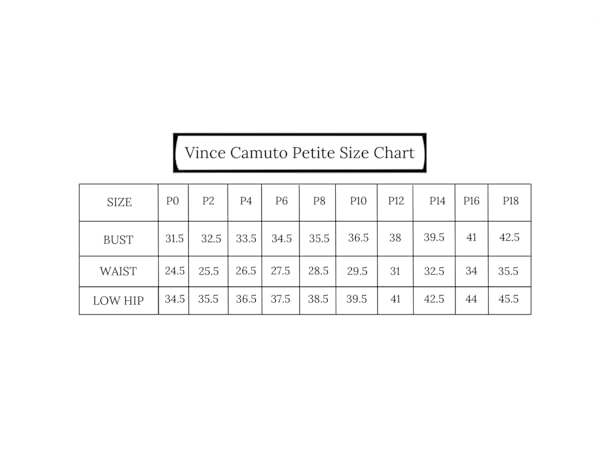 Vince Camuto Petite Size Chart