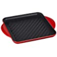 Le Creuset Enamaled Cast Iron Square Grill, 9.5&quot;, Cerise