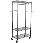 WDT Rolling Garment Rack with Wheels, Large Heavy Duty Clothing Rack with 3 Tier Shelves, Adjustable Metal Garment Closet Organizer Rack for Hanging Clothes, 35&quot;L x 18&quot;W x 74.4&quot;H