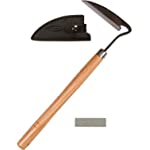 Truly Garden Sickle Style Hand Weeder Tool with Thick Leather Sheath and Sharpening Stone