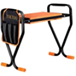 Garden Kneeler and Seat, Foldable Garden Stool with 3 Tool Pouches and Soft Kneeling Pads, Lightweight and Sturdy Outdoor Gardening Tools for Garden Work, for Keen Gardeners, Orange