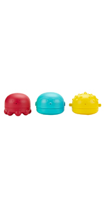 Ubbi&#39;s set of 3 squeeze toys on white background