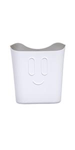Front view of white Ubbi hair rinse cup on white