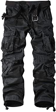 TRGPSG Men's Cargo Pants, Outdoor Tactical Camo Hiking Pants, Multi-Pocket Relaxed Fit Cotton Casual Work Pants