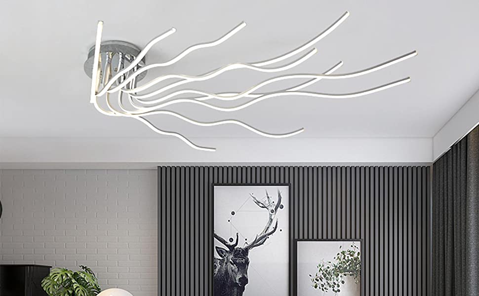 LED 95W Dimmable Ceiling Light with Creative Design 150cm Modern Decor Design Ceiling Lamp Flush