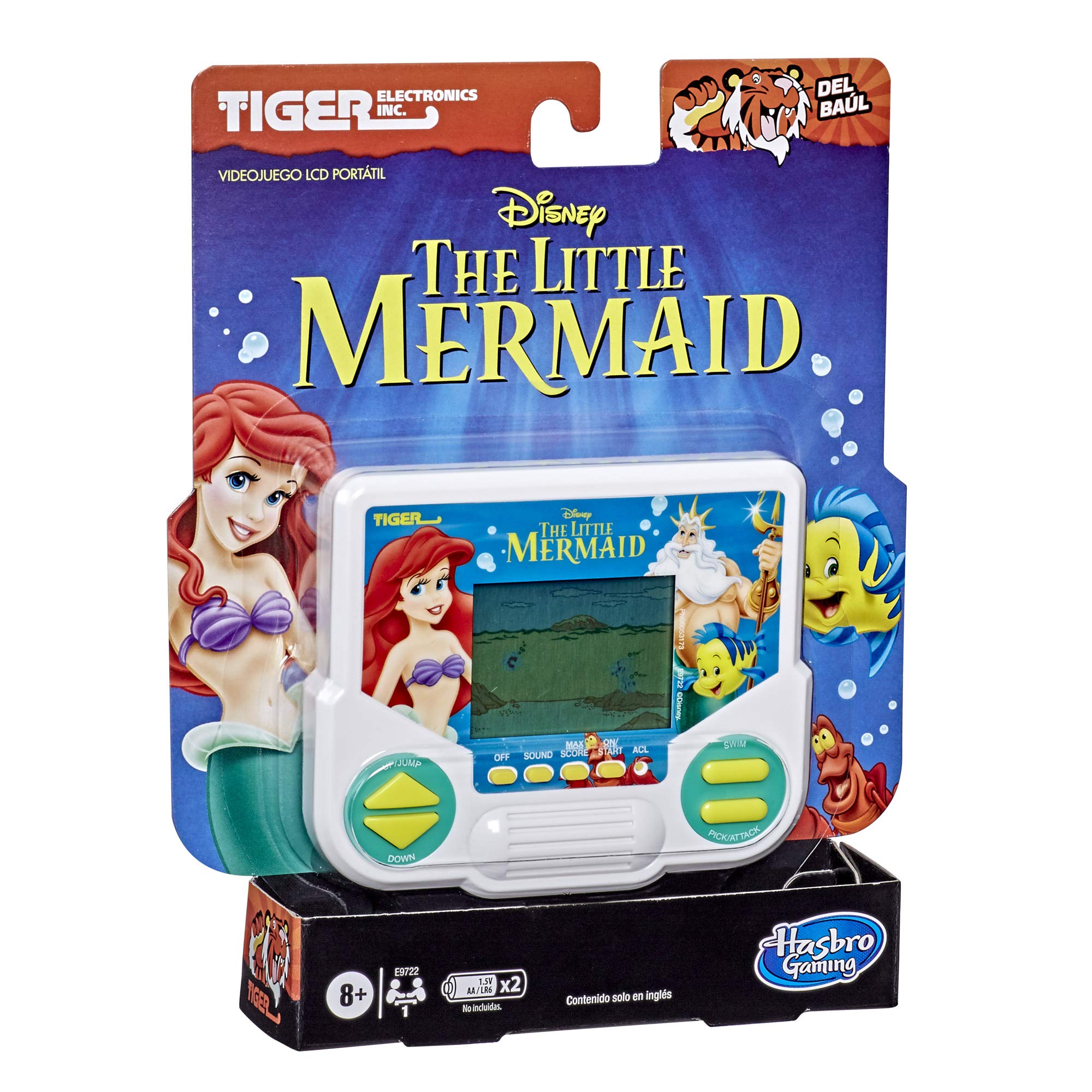 Hasbro Gaming Tiger Electronics Disney''s The Little Mermaid Electronic LCD Video Game, Retro-Inspired Edition, Handheld 1-Player Game, Ages 8 and Up , Blue