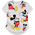 Disney Ladies Mickey Mouse Fashion Shirt - Womens Mickey &amp; Minnie Mouse Top Curved Hem Hi Lo Short Sleeve Tee (White, 3X-Large)