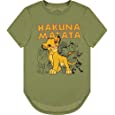 Disney Ladies Lion King Fashion Shirt - Ladies Classic Hakuna Matata Clothing Lion King Simba Mufasa Timon and Pumba Curved Hem Tee (Olive, Medium)