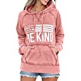 Hongqizo Womens Be Kind Hooded Sweatshirt Long Sleeve Pocket Sweatshirt Hoodies Pink