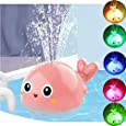 VNICE Water Bath Toy for Baby Spray Whale Toy with Seven Kinds of Flashing Light for Toddlers Induction Soft Light and Fountain Shower Toy, Ideal Gifts for Kid Infant Boys Girls (Pink)