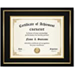 CREKERT Diploma Frame 11x14 Picture Frame Solid Wood Shatter-Resistant Glass for Documents Certificate Blackgold Frame 8.5x11 with Mat (Black Mat, 1 Pack)