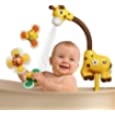 TUMAMA Baby Bathtub Toy with Shower Head and 3 Suction Spinner Toys, Giraffe Water Spray Squirt Shower Faucet and Water Pump Summer Essentials for Infants Kids Toddlers,Yellow