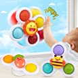 Hinzer Suction Cup Spinner Toys for 1 Year Old Boy Girl Gifts Baby Dimple Fidget Toys for 12-18 Months Bath Toys for Toddlers 1-3 Autism Sensory Spinning Top Travel Toy First Birthday Gifts, 3 Pcs