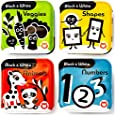 BabyBibi Bath Books – Set of 4 Black and White Waterproof Books – Makes Fun Squeaking Noise - Encourages Early Development – Books for Babies and Toddlers – Suitable from 3+ ASTM Certified