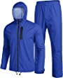 COOFANDY Mens Waterproof Rain Suit With Hood 2 Pieces Lightweight Fishing Camping Rain Jacket
