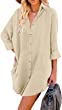 Astylish Women Casual Long Sleeve Button Down Oversized Corduroy Shirt Dress with Pocket