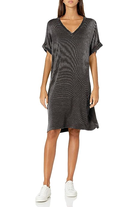 Women's Supersoft Terry Deep V-Neck Roll-Sleeve Dress (Previously Daily Ritual)