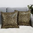 INSPI DECOR Black Cheetah Gilding Throw Pillow Covers Luxury Home Decor Super Soft Velvet Cushion Covers 18x18 Inch Set of 2