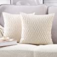 MADIZZ Pack of 2 Super Soft Velvet Decorative Throw Pillow Covers with Texture Luxury Style Cushion Case Pillow Shell for Sofa Bedroom Square White 16x16 inch