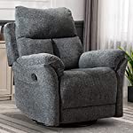 ANJHOME Swivel Glider Rocker Recliner Chair for Nursery - Manual Fabric Rocking Recliner Chairs Sofa Home Theater Seating for Living Room (Smoke Grey)