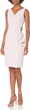 Alex Evenings Women's Slimming Short Ruched Dress with Ruffle(Petite and Regular)