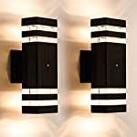 Dusk to Dawn Outdoor Wall Light, Photocell Sensor Up and Down Porch Sconce Light, Modern Exterior Wall Sconce Porch Light Fixture, Body in Aluminum Outdoor Wall Sconce, 4000K Outdoor Wall Lamp, 2-Pack