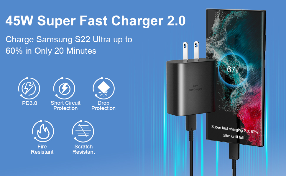 45W USB-C Super Fast Charging Type C Wall Charger