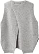 Women Crew Neck Knitted Vest Loose Sleeveless Jumper Tank Top Casual Back Split Waistcoat Sweater Pullover (Grey,Medium)