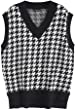ZAFUL Women's Pullover Argyle Plaid Sweater Vest Houndstooth Knitted Sleeveless Sweater Preppy Style Vintage Knitwear Top