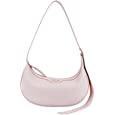 Amazing Song Hald Moon Crossbody Bag for Women, Designer Hobo Shoulder Handbag Togo Lether Adjustable Strap,Pink