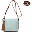 Keyli Small Crossbody Bag for Women Waterproof Leather Shoulder Bag 3 Layer Compartments Multi Pocket Crossbody Purse Lightweight Adjustable Strap Cross body Cell Phone Purse with Tassel Green