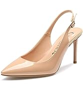 Castamere Womens Slingback Slip-on Heels Ankle-Strap Pumps Pointed Toe Sandals with Buckle 8.5CM ...