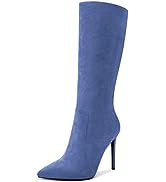 Castamere Women High Heel 3.9 Inches Heels Pointed Toe Zipper Mid Calf Boots Wedding Office Sexy ...