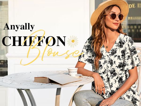 Anyally Women''s Summer Dressy Chiffon Blouses