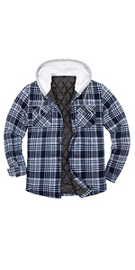 Men''s Quilted Lined Button Down Plaid Flannel Shirt Jacket