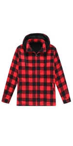 Men''s Sherpa Lined Fleece Flannel Plaid Shirt Jacket with Removable Hood