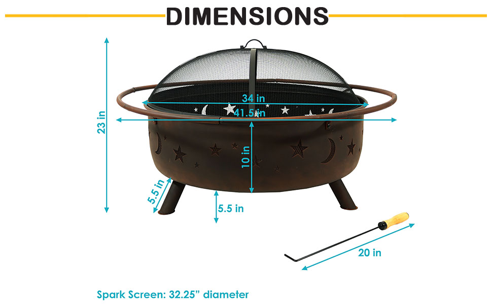 outdoor wood burning fire pit dimensions