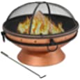 Sunnydaze Large 30-Inch Copper Finish Outdoor Fire Pit Bowl - Round Wood-Burning Patio Fire Bowl with Portable Handles and Spark Screen