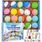 Bath Bomb Gift Set with Toys Inside, 20 Pack Organic Bath Bombs for Kids, Kids Safe Handmade Fizzy Balls for Kid, Ideal Birthday Gift for Boys &amp; Girls)