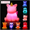 Lightaling Light Up Unicorn Bath Toys, Floating Rubber Bathtub Toys(8 Pc), Flashing Color Changing Light in Water,Baby Infants Kids Toddler Child Preschool Bathroom Shower Games Swimming Pool Party