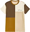 SOLY HUX Men's Color Block Short Sleeve T Shirt Letter Print Casual Tee Top