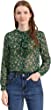 Allegra K Women's Floral Blouse Long Sleeve Lightweight Shirt Retro Ruffled Button Down Chiffon Top