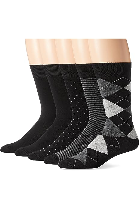 Men's Patterned Dress Socks, 5 Pairs