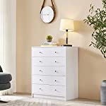 Generic Dresser with 5 Drawers, Modern Chest of Drawers Wood Cabinet with Storage Space, Organizer Unit with Solid Wood Frame for Living Room, Bedroom, Entryway, Closet, White, 5 Dresser