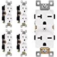 ENERLITES Duplex Receptacle, 20 Amp Electrical Wall Outlet, Industrial Grade, 2-Pole, 3-Wire, 20A 250V, UL Listed, 62081-W-5PCS, White, 5 Pack