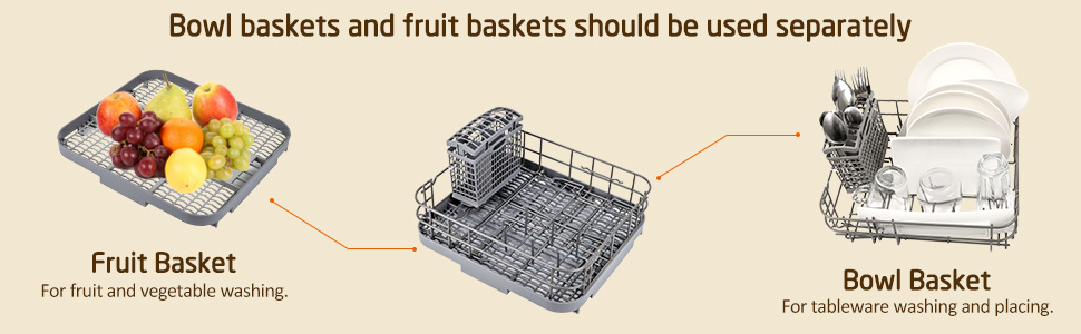 fruit and bowl basket come with IAGREEA compact dishawasher