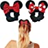 Styla Hair 2 Pack Mouse Ear Scrunchies for Kids Velvet Hair Bow Scrunchies for Women - Sparkle Sequins Mouse Hair Bands for P